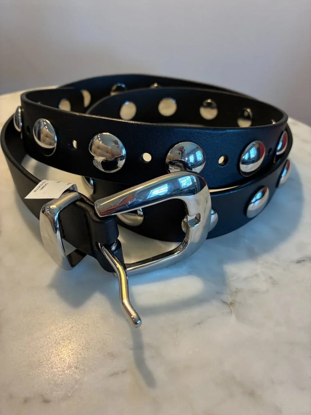 Madewell Studded Western Belt in Leather True Black Size: Large